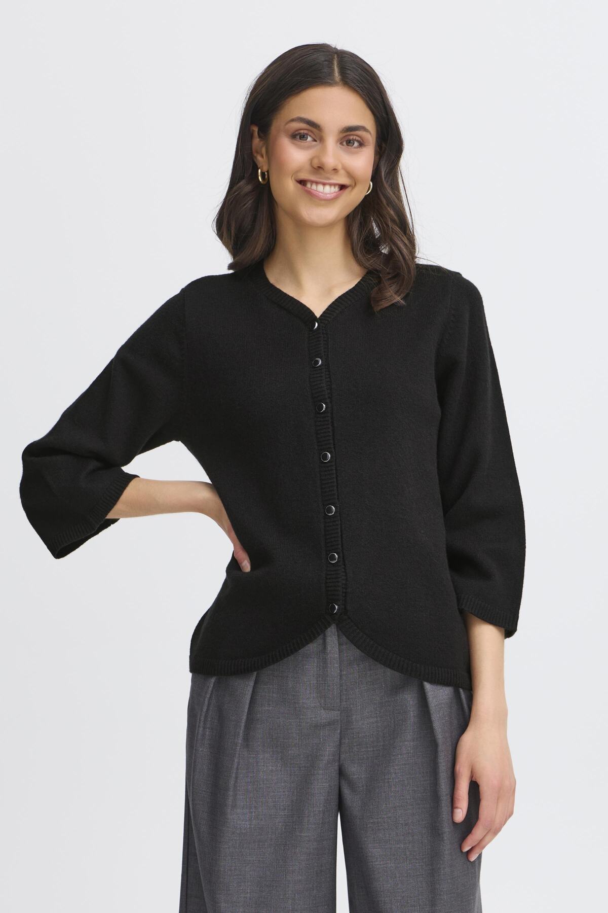 FransaFransa FRBitte Cardigan 2TopsBlack - Blue Water Clothing