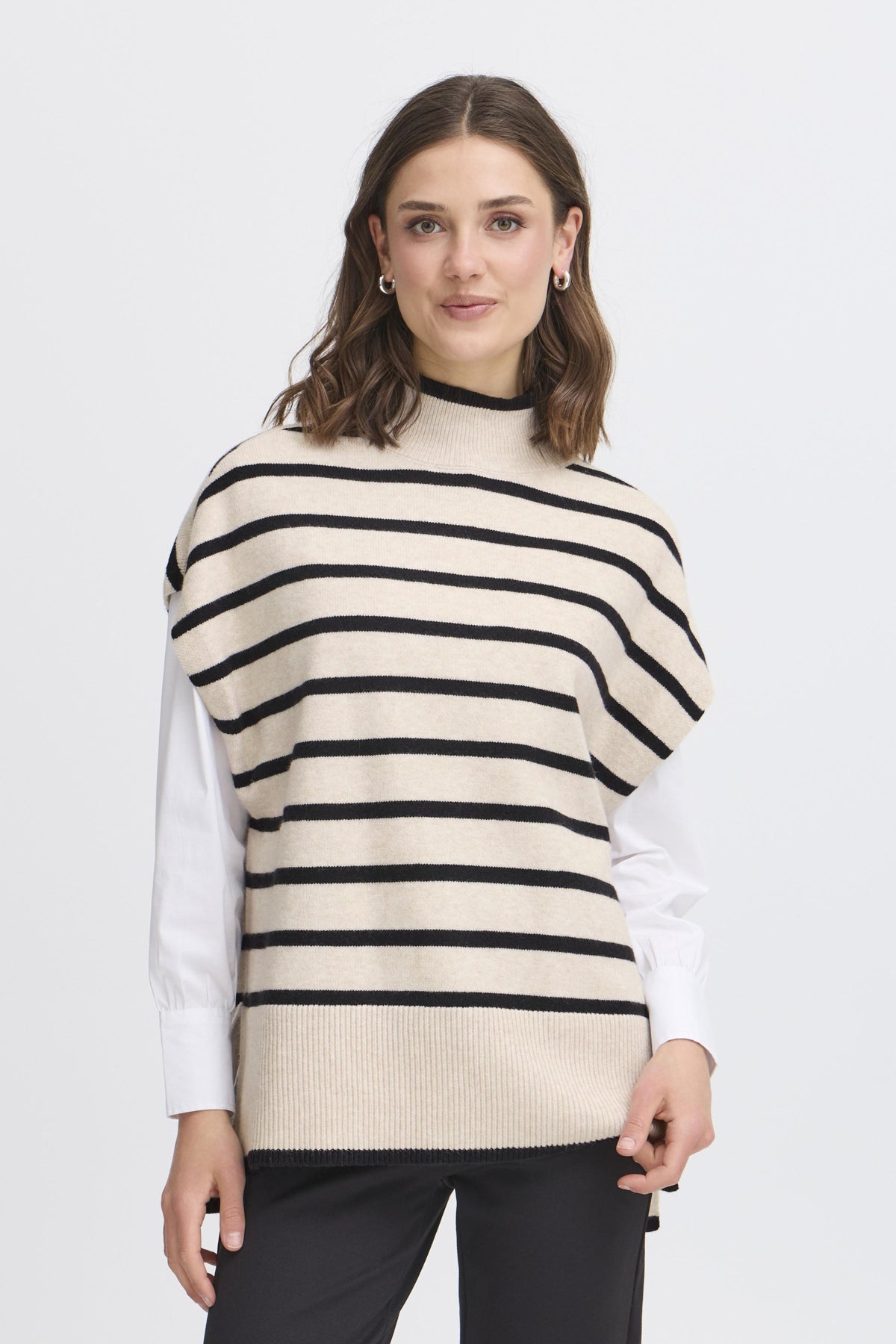 FransaFransa FRBitte Poncho 1TopsLimestone Melange - Blue Water Clothing