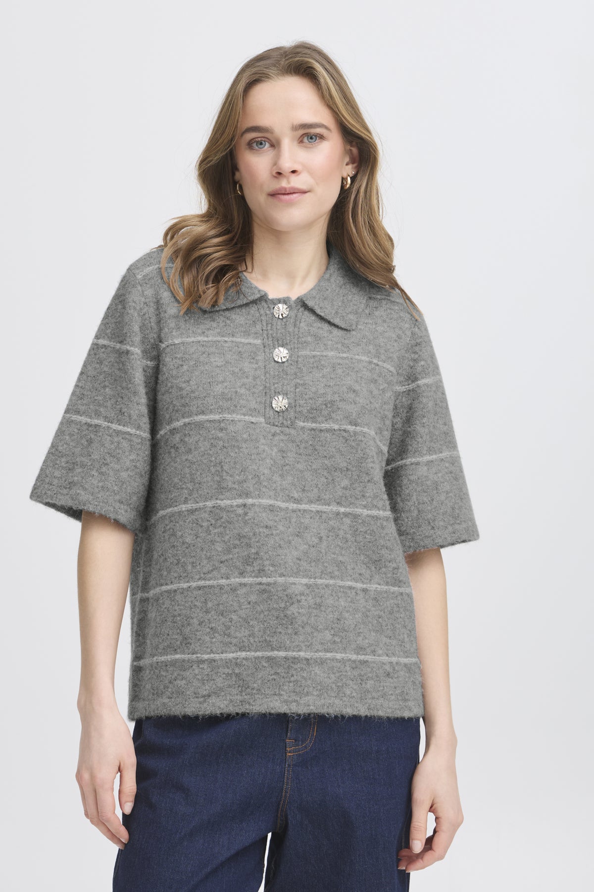 FransaFransa FRKendra Pullover 1TopsAsphalt Melange - Blue Water Clothing