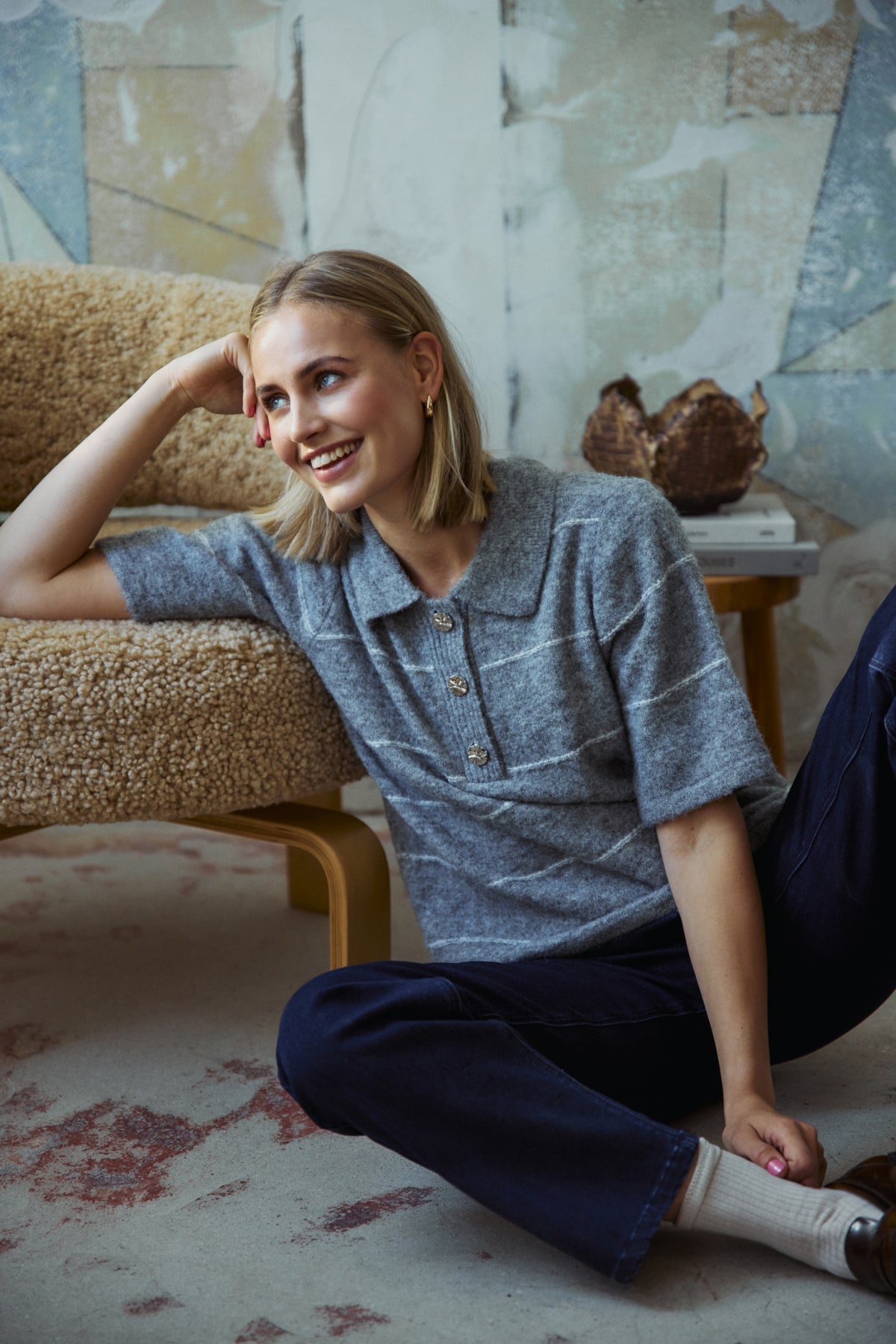 FransaFransa FRKendra Pullover 1TopsAsphalt Melange - Blue Water Clothing