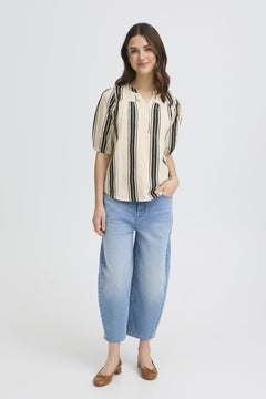 FransaFransa FRMADDIE Blouse 2TopsWIDE STRIPE BLACK - Blue Water Clothing