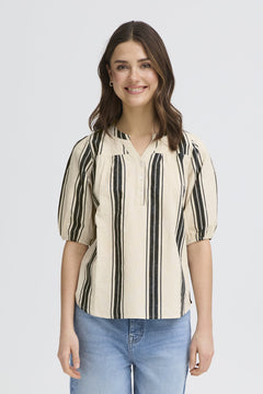FransaFransa FRMADDIE Blouse 2TopsWIDE STRIPE BLACK - Blue Water Clothing