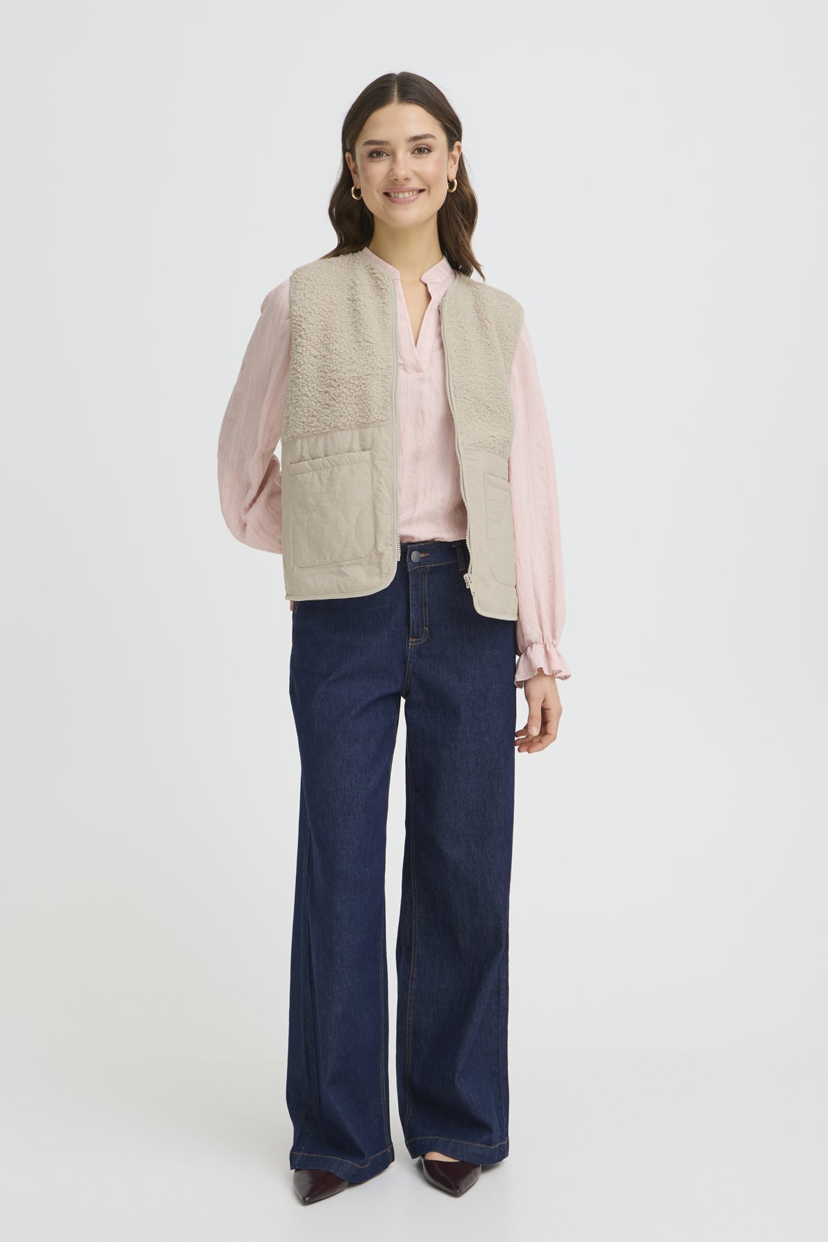 FransaFransa FRMIKALA Fleece Gilet 1FootwearPumice Stone - Blue Water Clothing