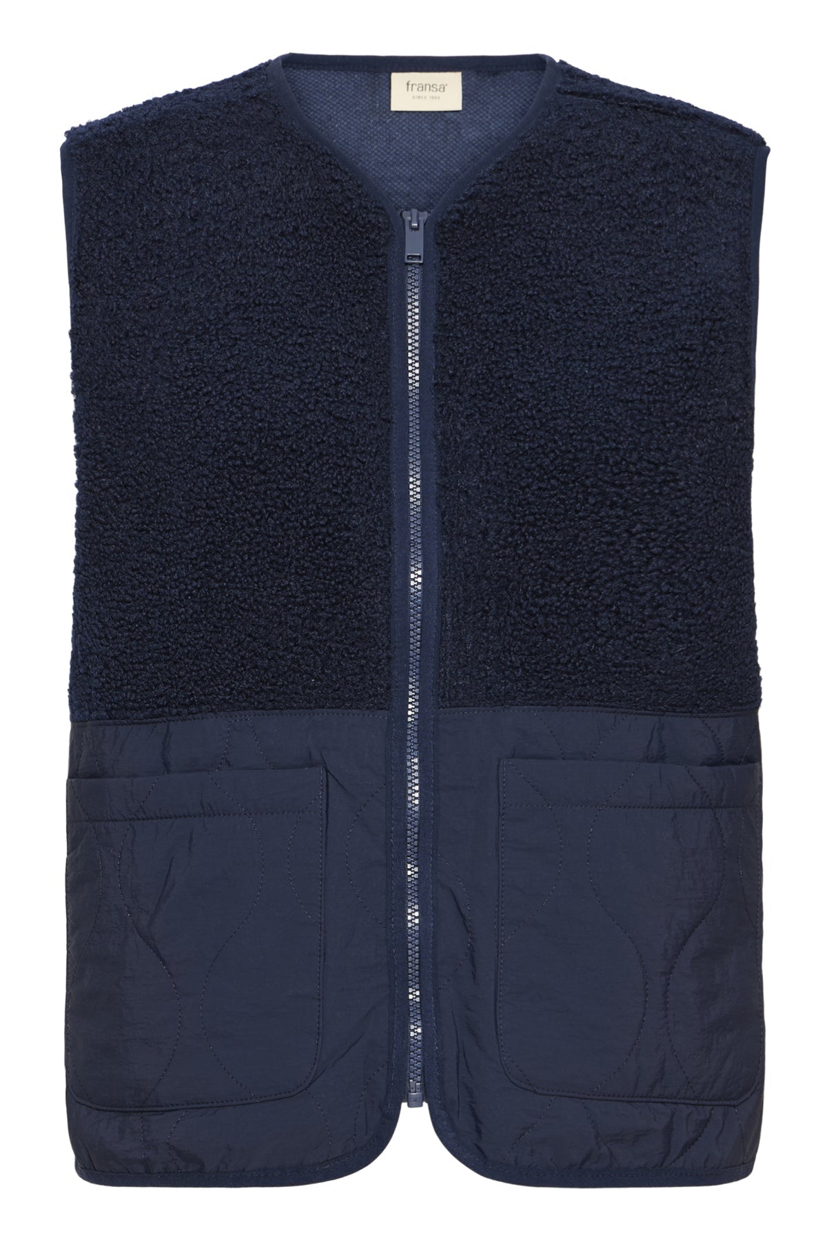 FransaFransa FRMIKALA Fleece Gilet 1FootwearPumice Stone - Blue Water Clothing