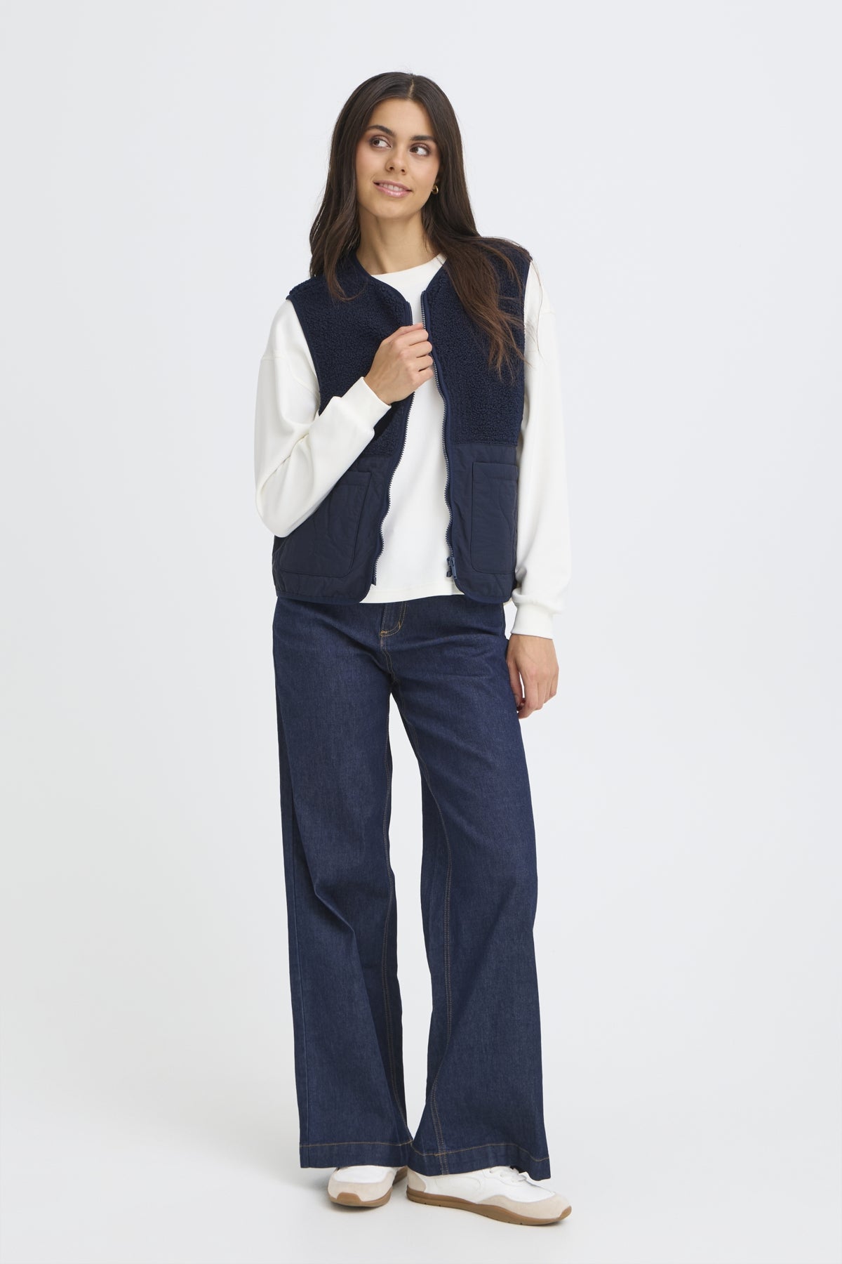 FransaFransa FRMIKALA Fleece Gilet 1FootwearPumice Stone - Blue Water Clothing