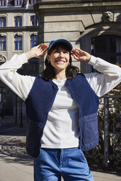 FransaFransa FRMIKALA Fleece Gilet 1FootwearPumice Stone - Blue Water Clothing