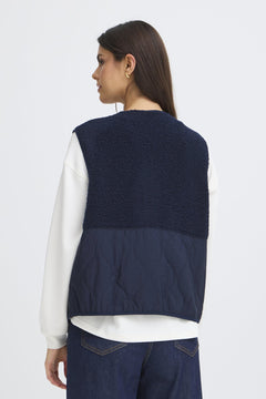 FransaFransa FRMIKALA Fleece Gilet 1FootwearPumice Stone - Blue Water Clothing