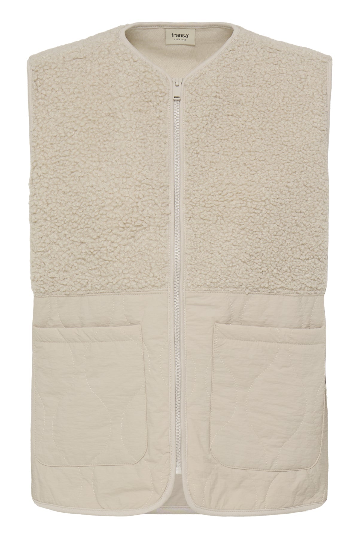 FransaFransa FRMIKALA Fleece Gilet 1FootwearPumice Stone - Blue Water Clothing