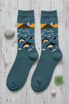 Gemjar Dolphin & Lighthouse Bamboo Socks - Blue Water Clothing