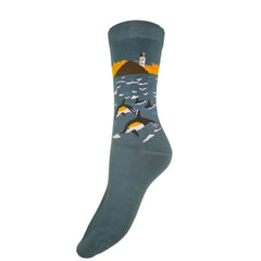 Gemjar Dolphin & Lighthouse Bamboo Socks - Blue Water Clothing