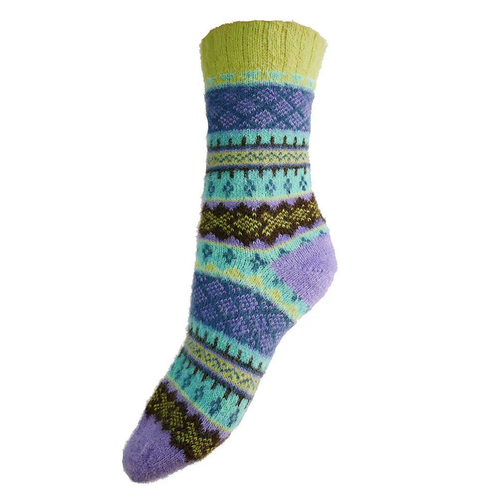 GemjarGemjar Purple and turquoise Scandi patterned soft Wool Blend socksSocksPurple - Blue Water Clothing