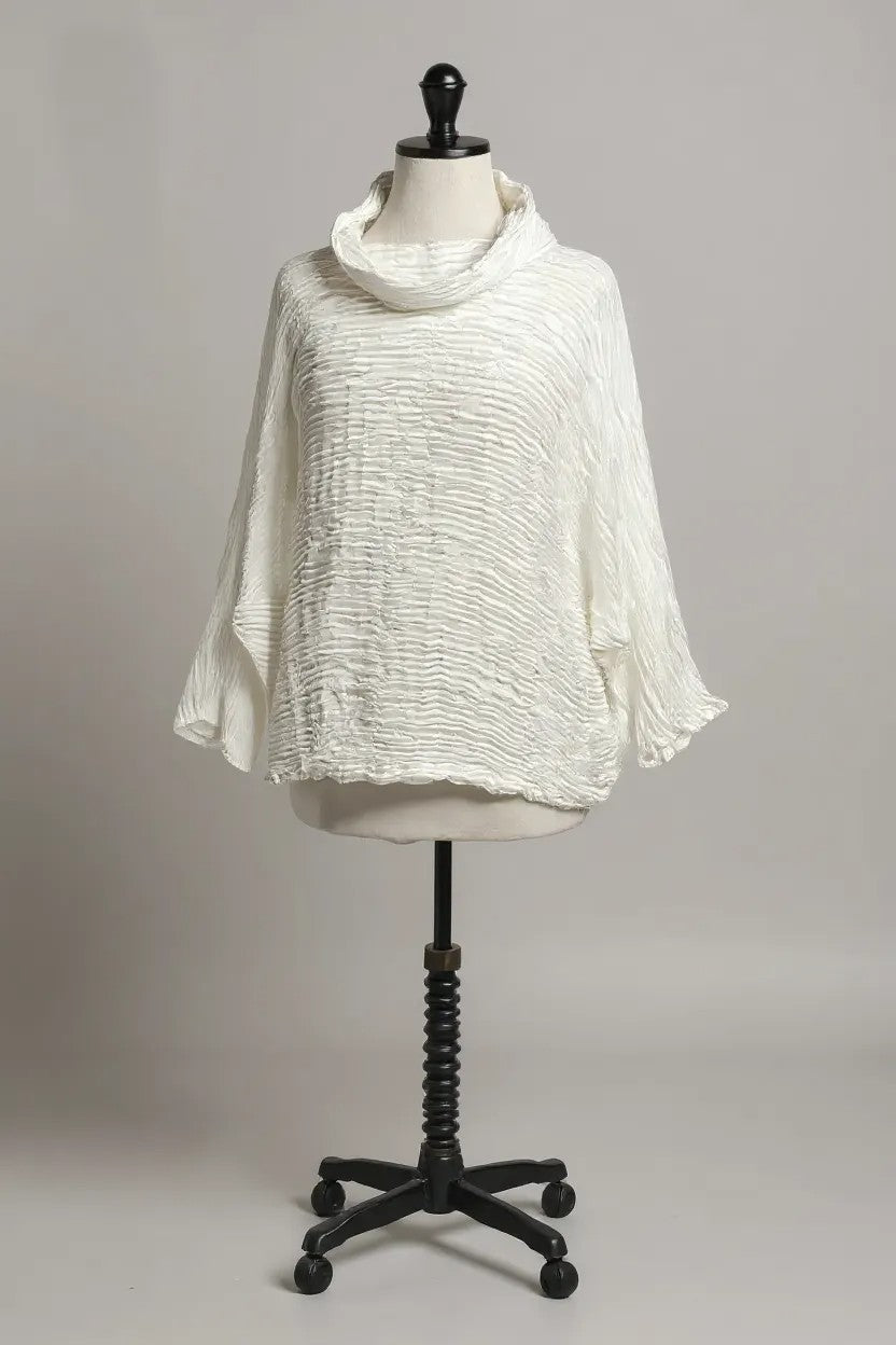 GrizasGrizas Cowl Neck Silk BlouseTopsWhite - Blue Water Clothing