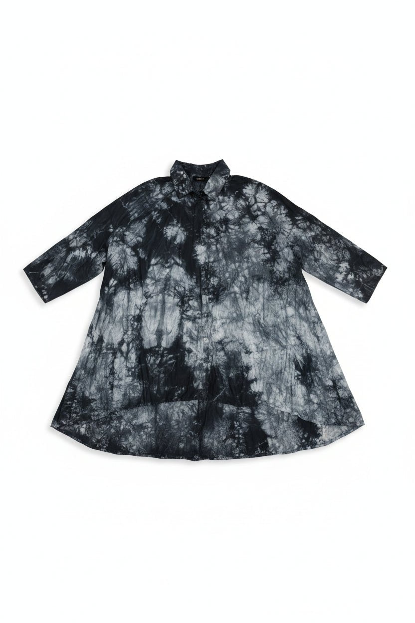 GrizasGrizas CR51686 - S125 Silk BlouseTopsNavy Tie Dye - Blue Water Clothing