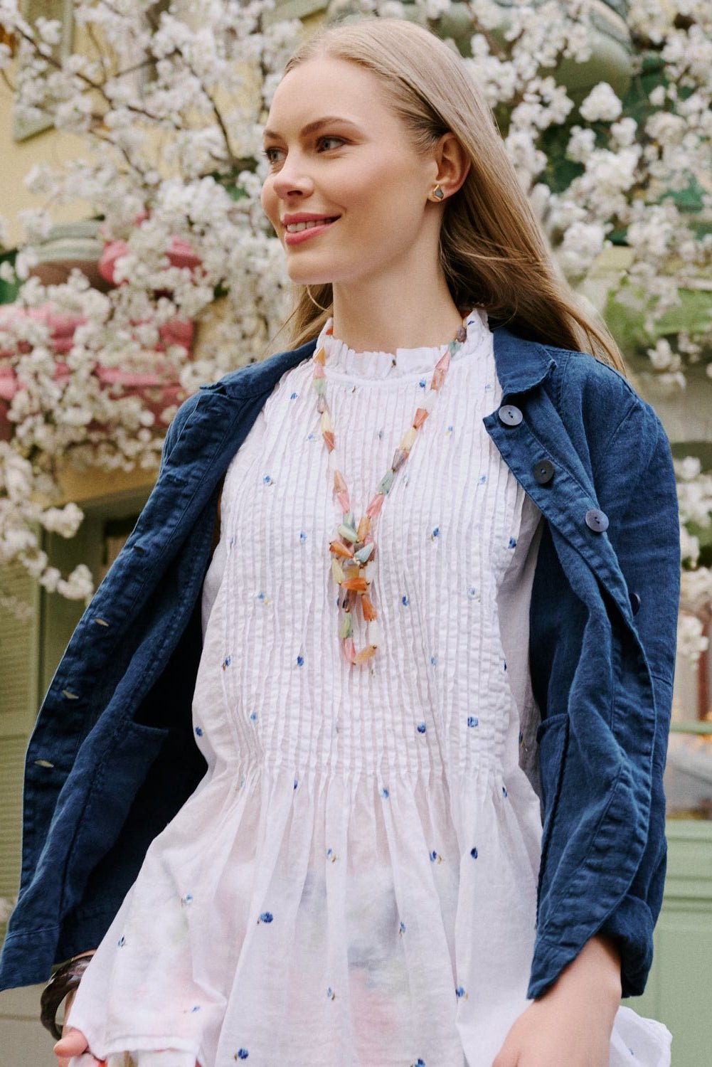 GrizasGrizas CR52648 - K50 Cotton BlouseTopsWhite - Blue Water Clothing