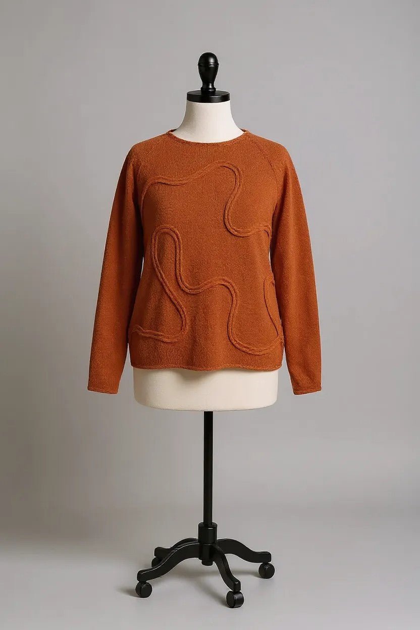 GrizasGrizas Wavy Seam Wool SweaterTopsOrange - Blue Water Clothing