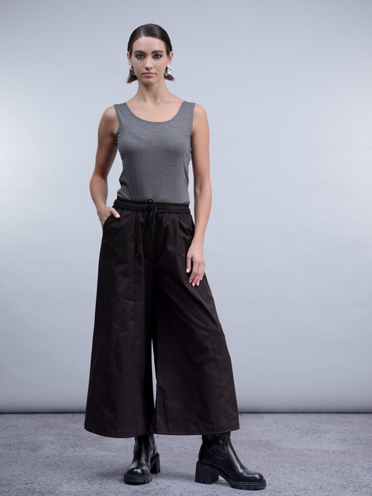 Haako Black Cropped Wide Leg Trouser H2008Black - Blue Water Clothing