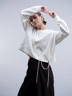 HaakoHaako Black Cropped Zip Sweatshirt H2006SweaterWhite - Blue Water Clothing