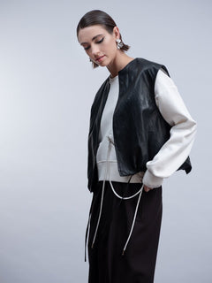 Haako Black Toggled Waistcoat H2010Black - Blue Water Clothing