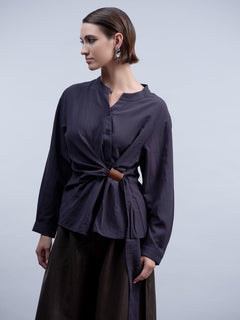 HaakoHaako Pull-Through Detail Blouse H2028BlouseNavy - Blue Water Clothing