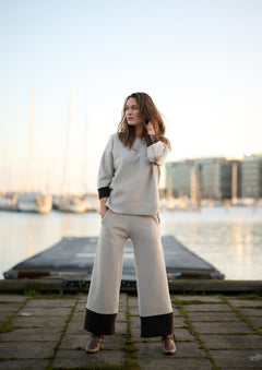 Henriette SteffensenHenriette Steffensen Flare Two Tone Trousers 3/4 LengthBottomsKit/Chocolate - Blue Water Clothing