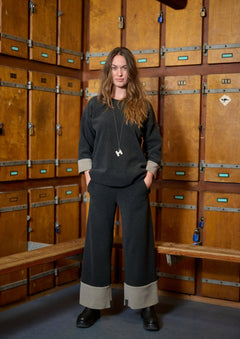 Henriette SteffensenHenriette Steffensen Flare Two Tone Trousers 3/4 LengthBottomsKit/Chocolate - Blue Water Clothing