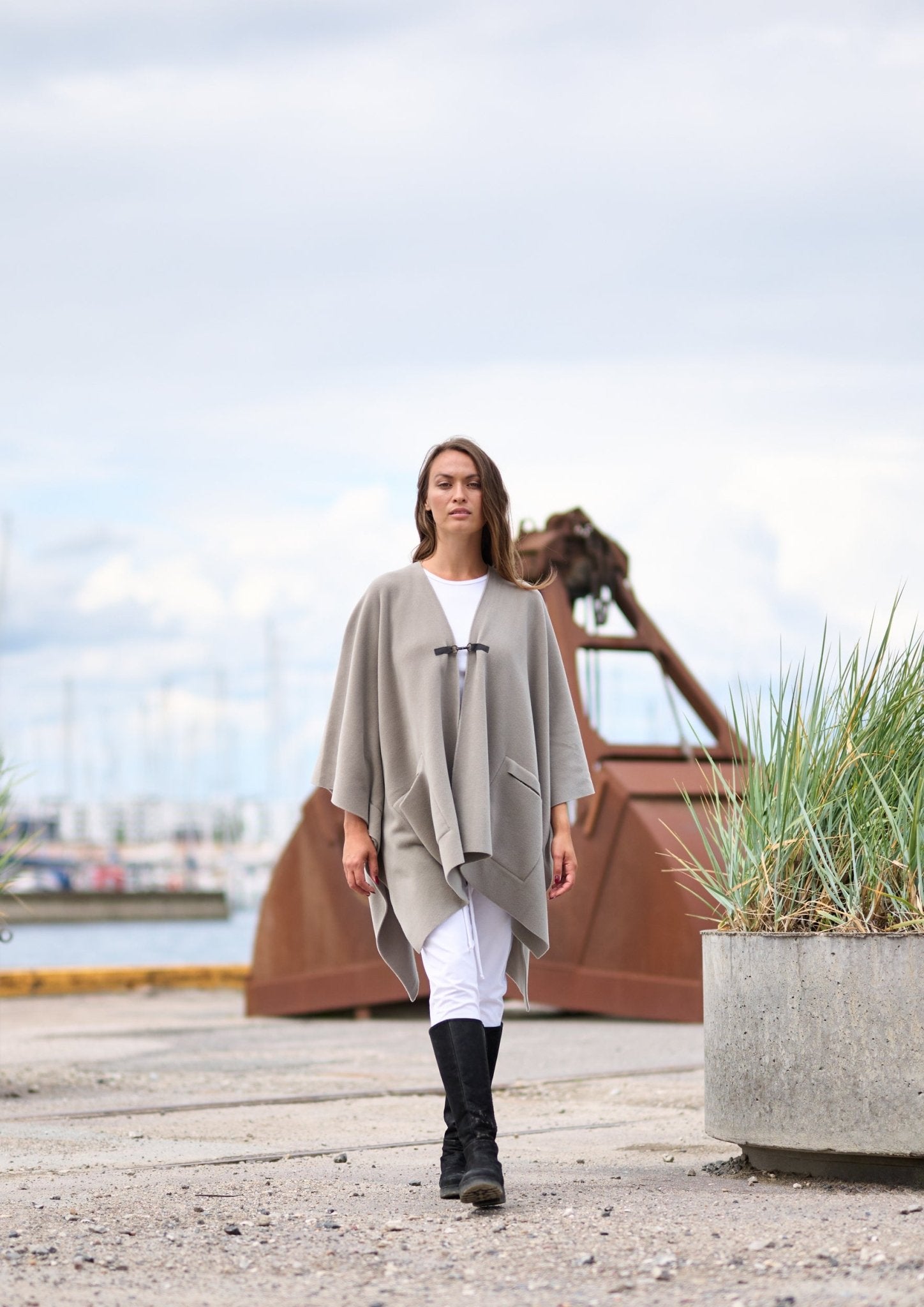 Henriette SteffensenHenriette Steffensen Fleece Poncho 4120ClothingDusty Blue - Blue Water Clothing