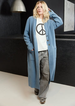 Henriette SteffensenHenriette Steffensen Maxi Fleece Cardigan 7162ClothingDusty Blue - Blue Water Clothing