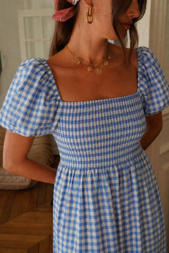In April 1986In April 1986 Bellune Gingham DressDressesBlue - Blue Water Clothing