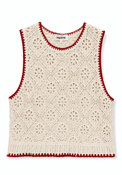 In April 1986In April 1986 Ilham Crochet Tank TopTopsEcru - Blue Water Clothing