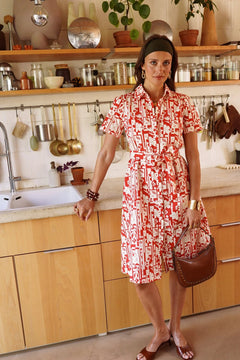 In April 1986In April 1986 Jalne Red Floral DressDressesRed - Blue Water Clothing