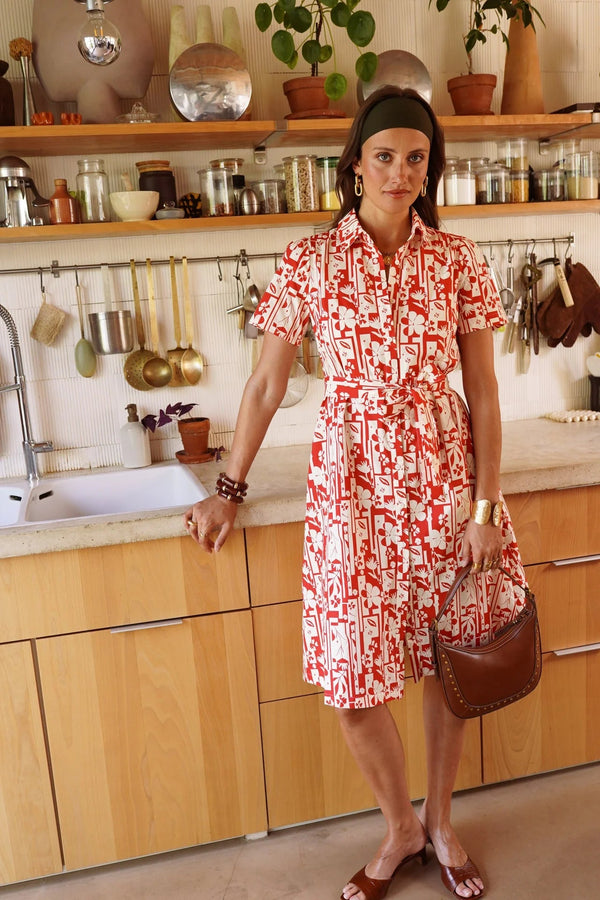 In April 1986In April 1986 Jalne Red Floral DressDressesRed - Blue Water Clothing
