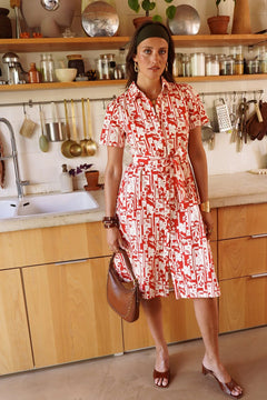 In April 1986In April 1986 Jalne Red Floral DressDressesRed - Blue Water Clothing