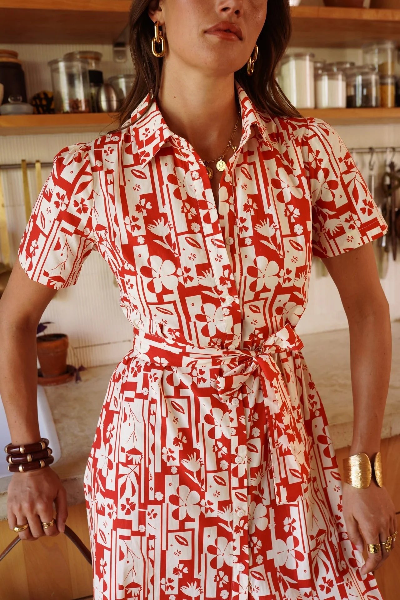 In April 1986In April 1986 Jalne Red Floral DressDressesRed - Blue Water Clothing
