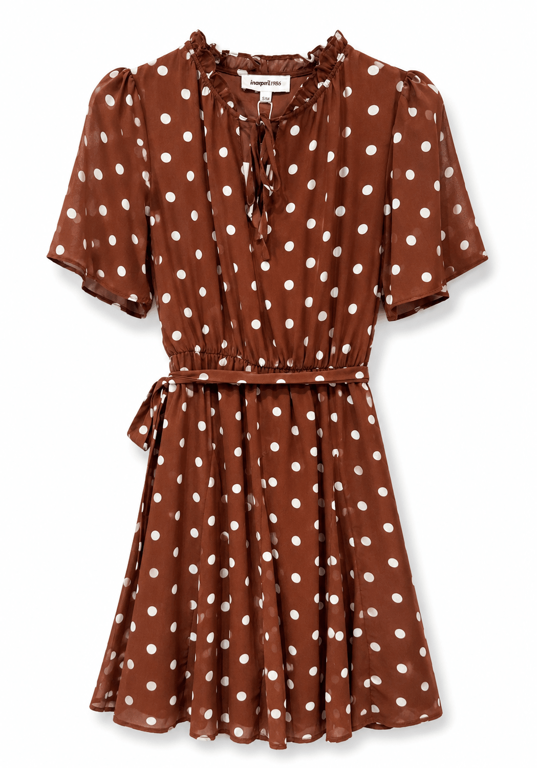 In April 1986In April 1986 Polka Dot Midi DressDressesBrown - Blue Water Clothing