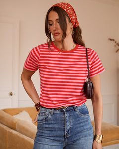 In April 1986In April 1986 R6923 Stripe T-ShirtTopsRed/Pink Stripe - Blue Water Clothing