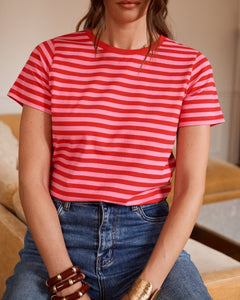 In April 1986In April 1986 R6923 Stripe T-ShirtTopsRed/Pink Stripe - Blue Water Clothing