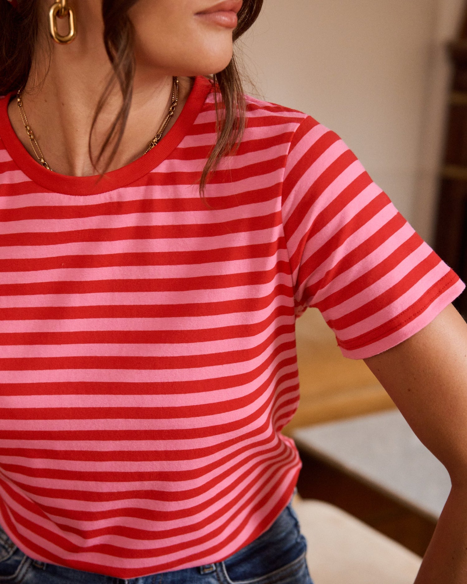 In April 1986In April 1986 R6923 Stripe T-ShirtTopsRed/Pink Stripe - Blue Water Clothing