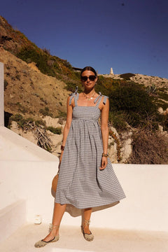 In April 1986In April 1986 Ventara Blue Check Midi DressDressesBlue - Blue Water Clothing