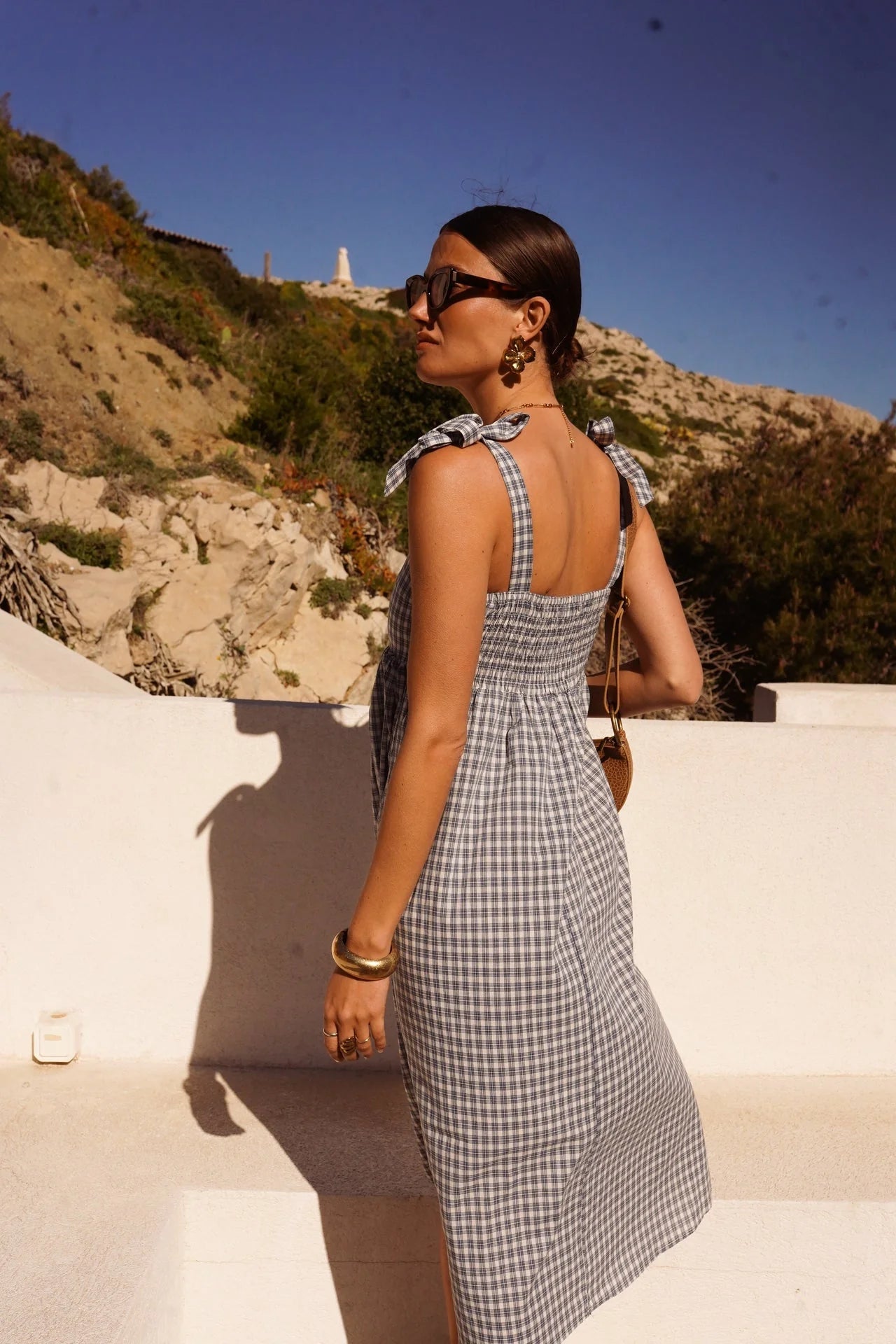 In April 1986In April 1986 Ventara Blue Check Midi DressDressesBlue - Blue Water Clothing