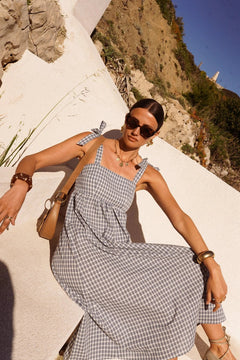 In April 1986In April 1986 Ventara Blue Check Midi DressDressesBlue - Blue Water Clothing