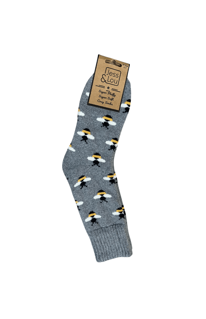 Jess & Lou Busy Bee Ribbed Socks - Blue Water Clothing