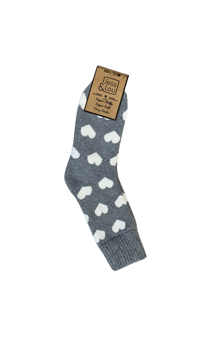 Jess & Lou Happy Hearts Ribbed Socks - Blue Water Clothing