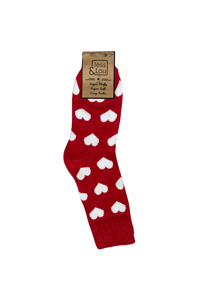 Jess & Lou Happy Hearts Ribbed Socks - Blue Water Clothing