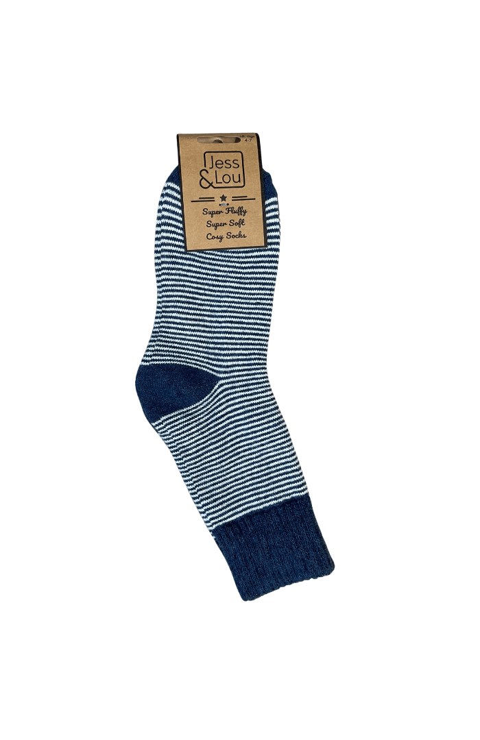 Jess & Lou Sleek Stripe Ribbed Socks - Blue Water Clothing