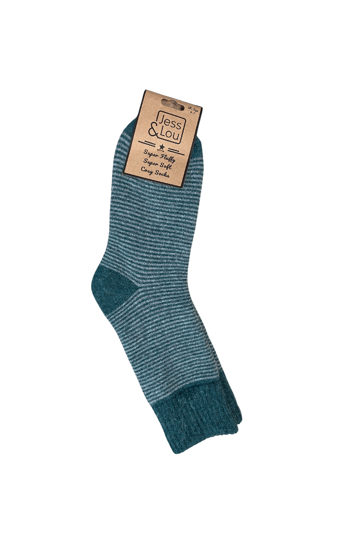 Jess & Lou Sleek Stripe Ribbed Socks - Blue Water Clothing