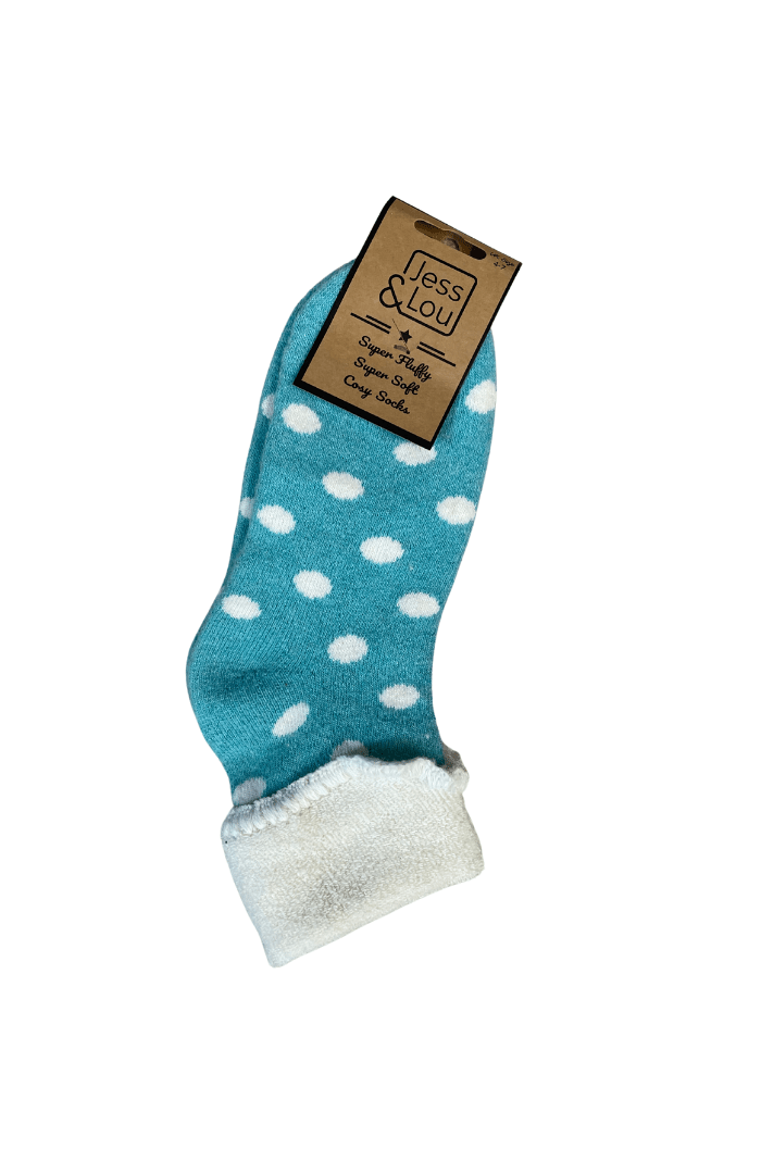 Jess & Lou Splendid Spots Cosy Cuff Socks - Blue Water Clothing