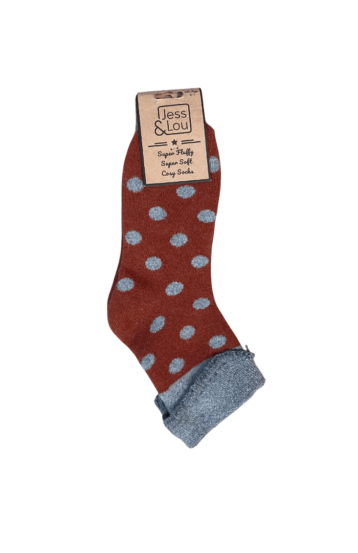 Jess & Lou Splendid Spots Cosy Cuff Socks - Blue Water Clothing