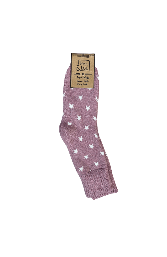 Jess & Lou Stylish Stars Ribbed Socks - Blue Water Clothing
