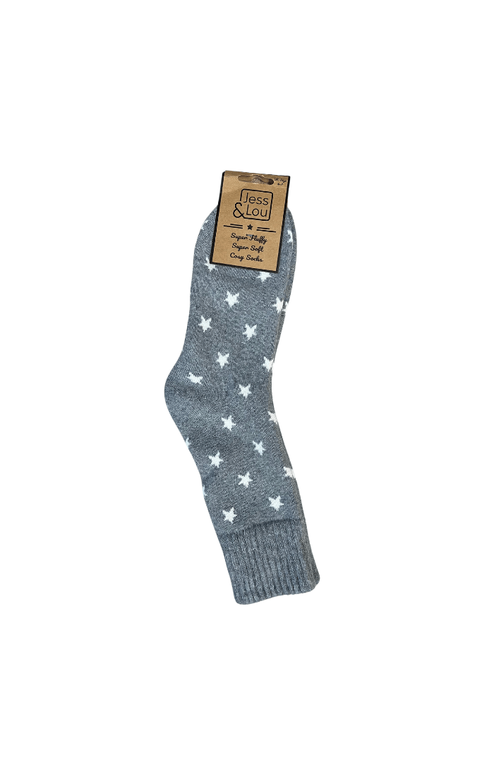 Jess & Lou Stylish Stars Ribbed Socks - Blue Water Clothing