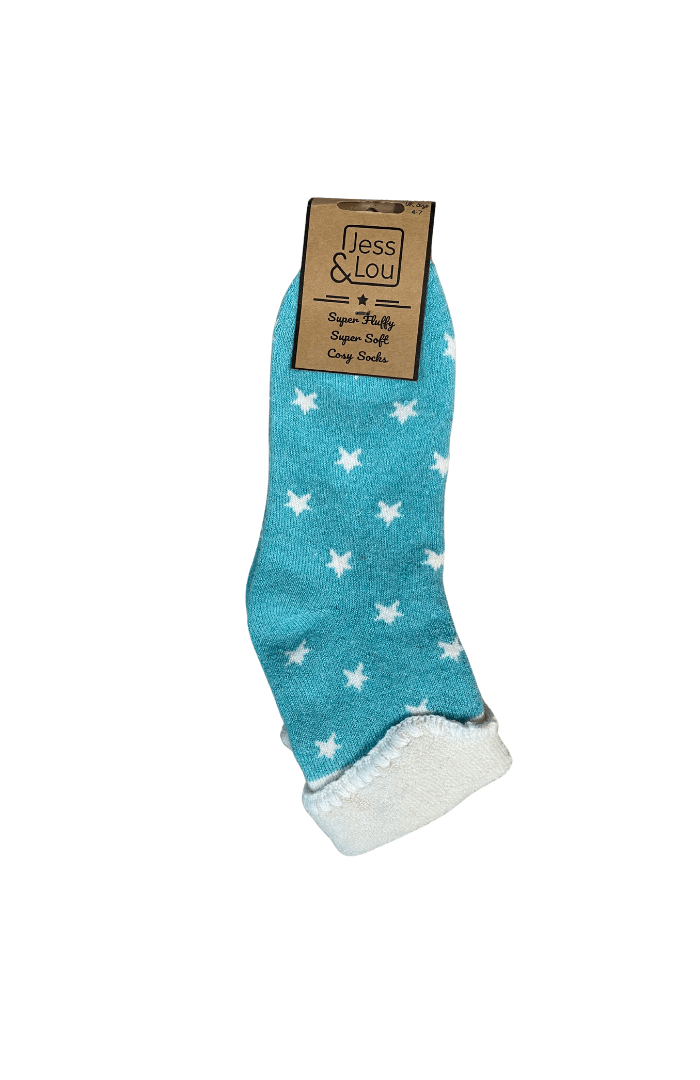 Jess & Lou Super Star Super Cosy Cuff Socks - Blue Water Clothing